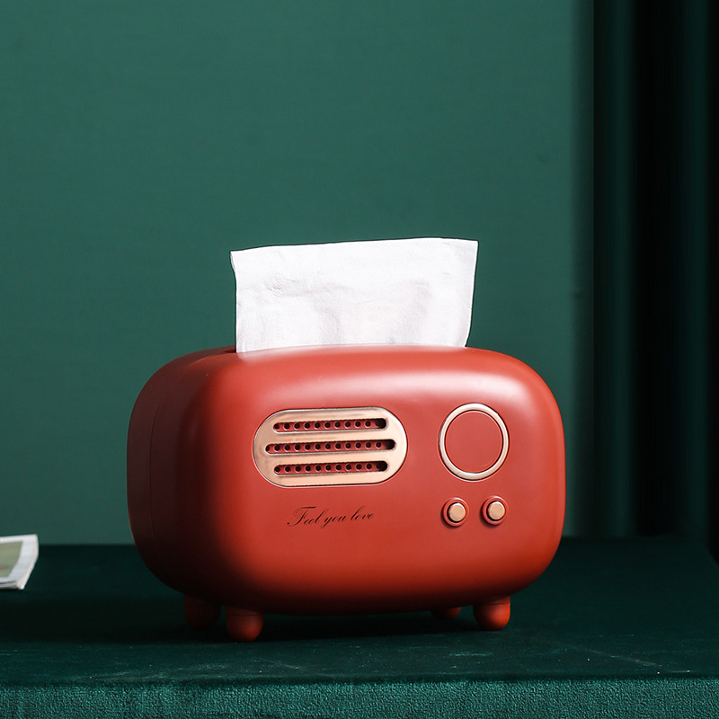 Vintage Creative Tissue Box Desktop Paper Box Internet Trendy Light Luxury Ornaments Cute Girls ins Style Radio Paper Box