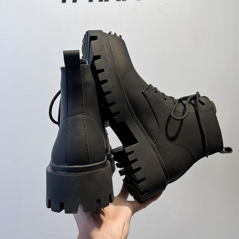 Martin boots men's 2023 new high-top British style thick bottom height increasing leather shoes Spring and Autumn Mid-top boots 20788-A