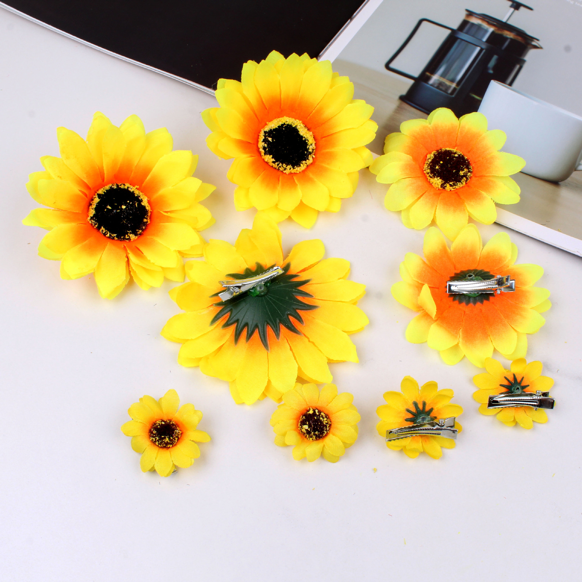 Korean style artificial sunflower duckbill clip fashionable fresh sunflower hairpin girls seaside vacation photo hair accessories