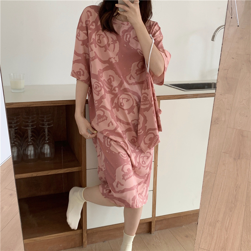 Women's Pajamas for Summer Korean-style Spring and Autumn Students Short-sleeved Home Clothes Cute Cartoon Loose Pregnant Women's Pajamas for Summer