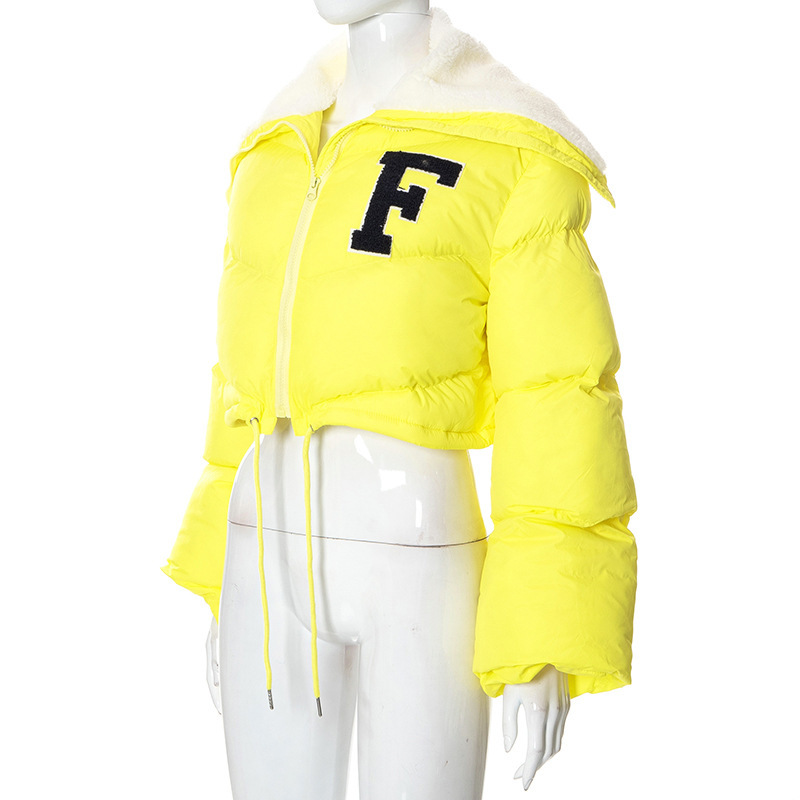 Q22TP392 European and American women's clothing 2022 autumn and winter New Fashion solid color embroidery North American small stand collar casual cot_voghion.com