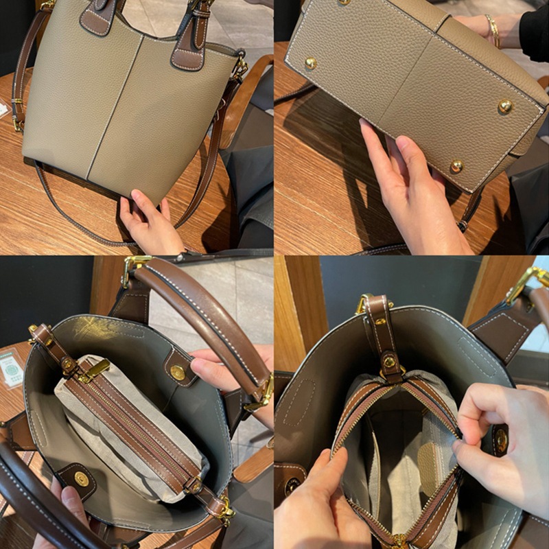 Women's Native Leather Bag 2022 New Large Capacity Crossbody Portable Bucket Bag Head Layer Cowhide Women's Shoulder Bag