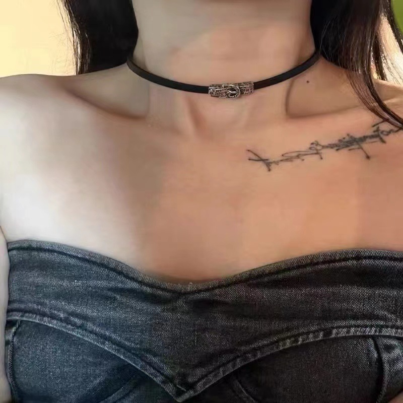 Black Belt Buckle Choker Neck Strap