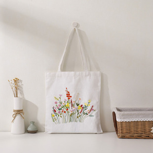 White canvas bag handmade embroidery diy material bag student cloth bag shoulder bag adult handmade beginner material