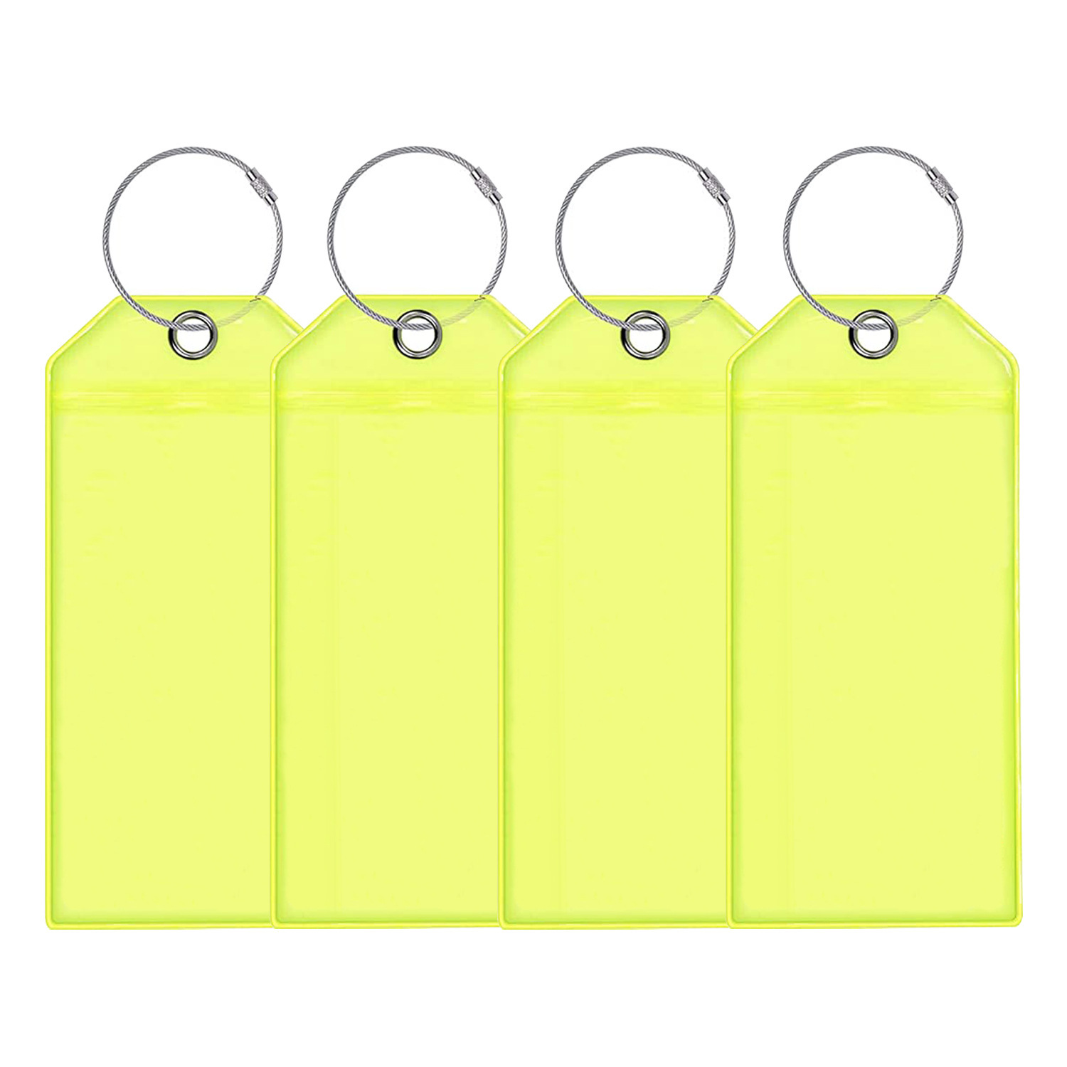 New green luggage tag vertical transparent sealed waterproof ID card holder badge work tag PVC