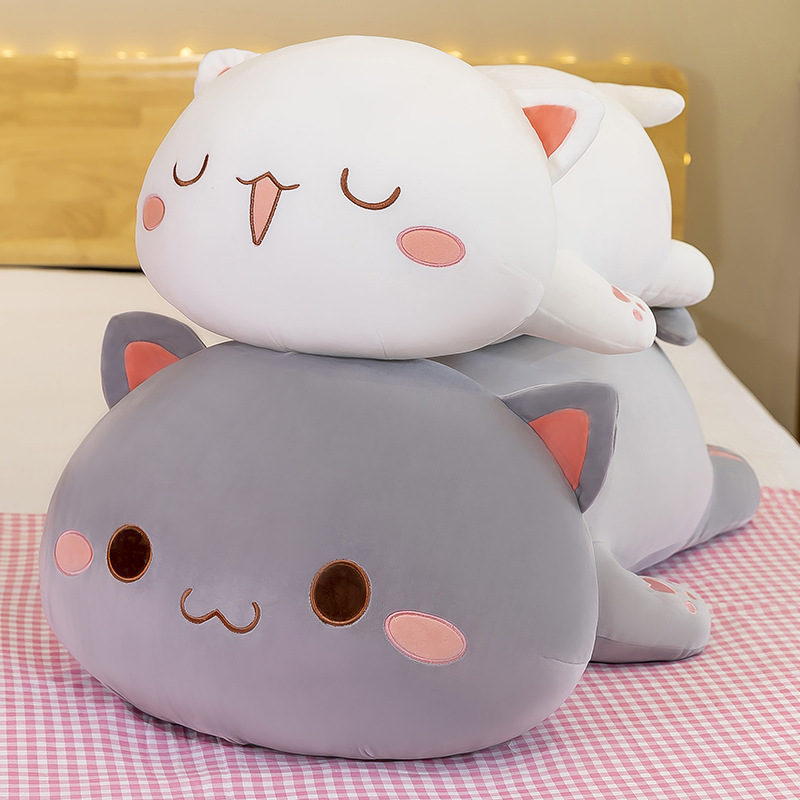 Creative new peach cat doll plush toy lying kitten birthday gift cute cat pillow doll