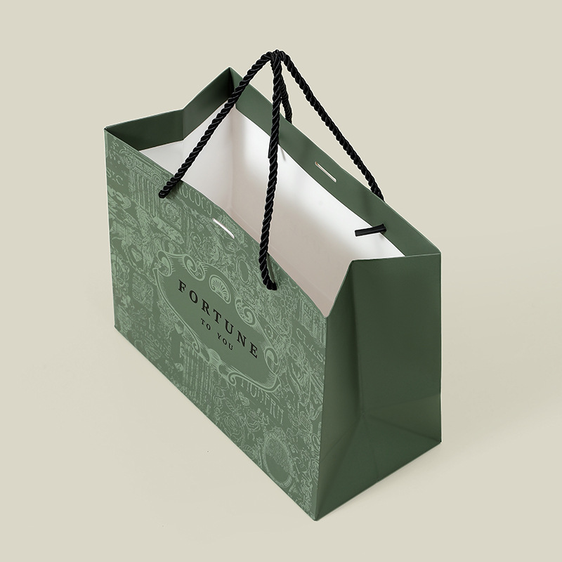 Dark Green Portable Gift Bag Jewelry Cosmetics Shopping Bag Clothing Packaging Bag Paper Bag Advanced Sense Gift Bag