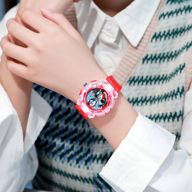 Cartoon children quartz flash watch led electronic luminous kindergarten students Ultraman luminous watch wholesale