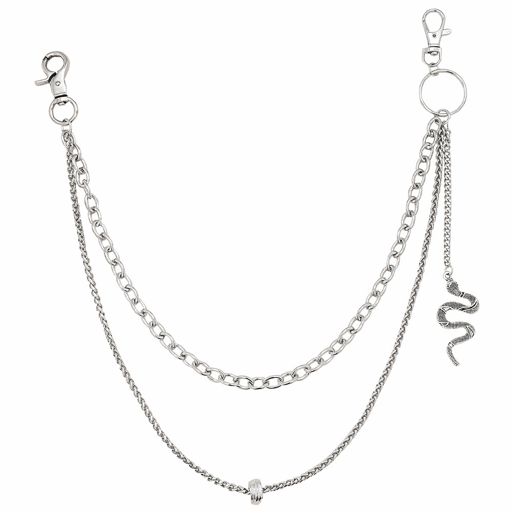 Fashionable pants hanging chain decorative denim pants chain ring accessories waist chain hanging snake-shaped double-layer tassel hip hop pants chain