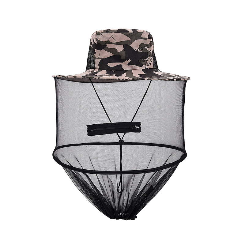 Gejiao shawl mosquito-proof cap outdoor fishing leisure cap Folding mesh beekeeping big hat insect-proof mask
