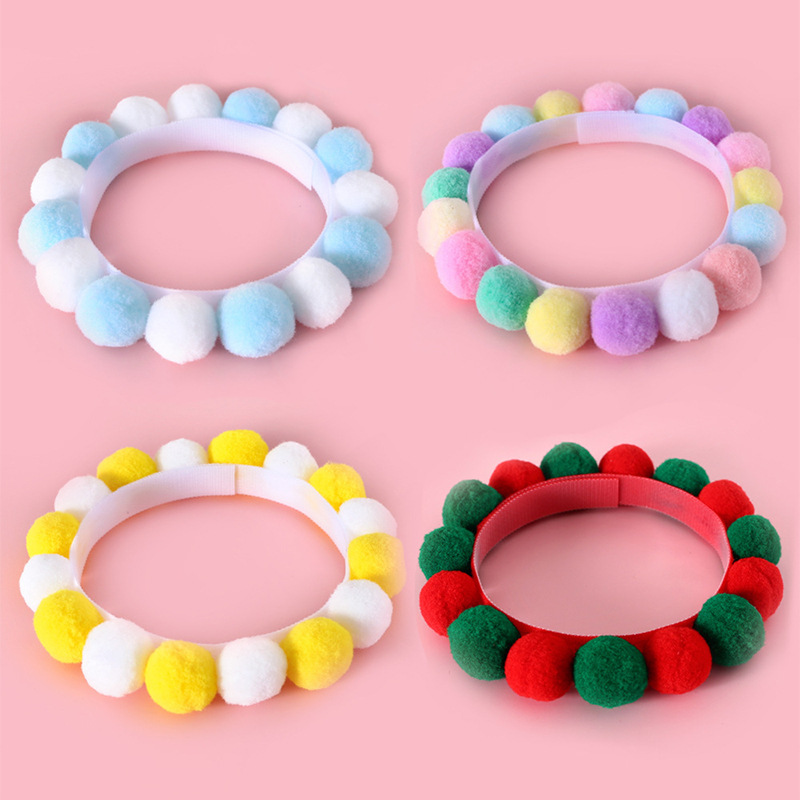 Pet Color Macaron Cute Ball Ball Self-adhesive Cat Dog Collar Necklace Birthday Party Christmas Accessories