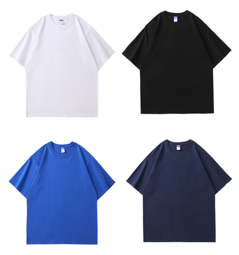 260g Combed Cotton Short Sleeve 2023 Spring T-shirt Trendy Teenager Solid Color Backing Shirt Half Sleeve Middle Sleeve