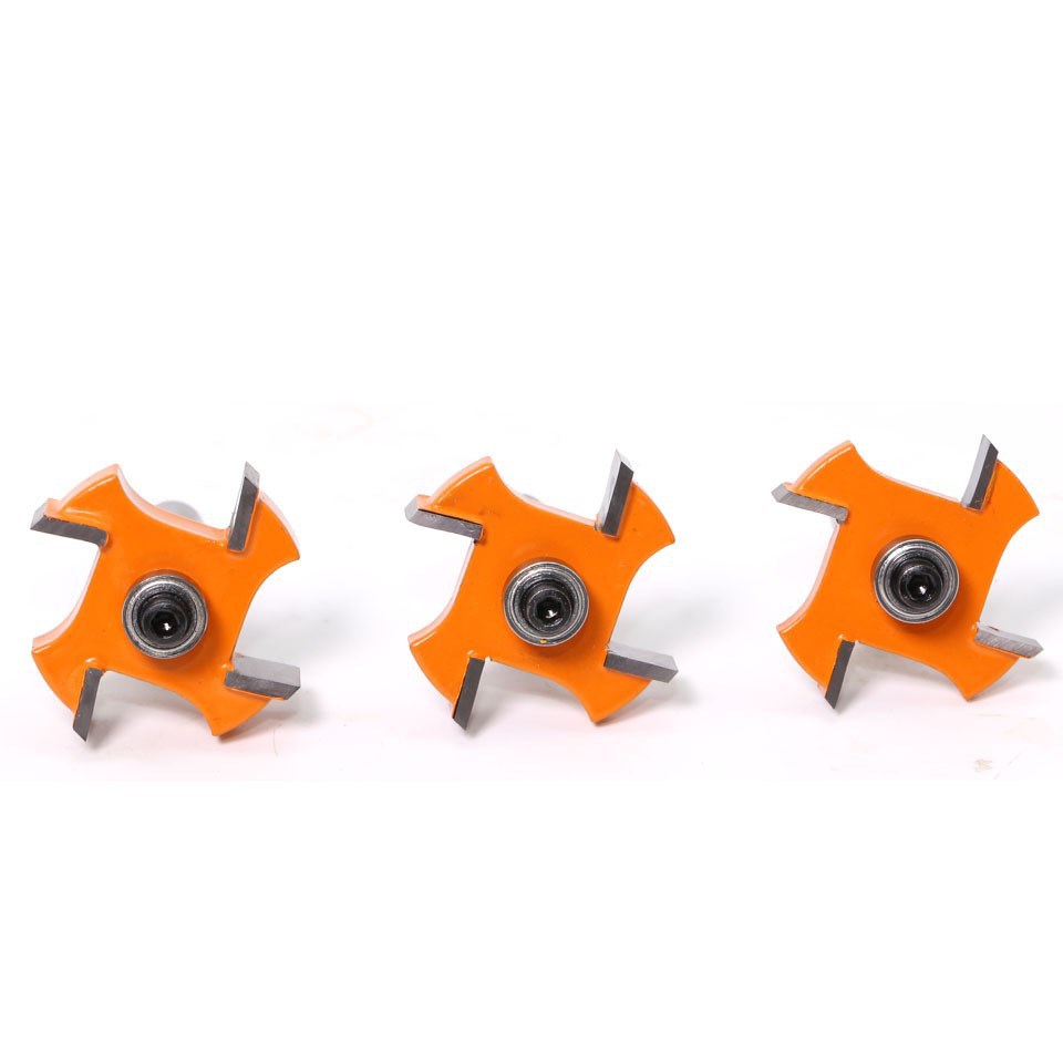 Cross-border 8mm shank 4-blade ball bearing T-shaped cutter T-shaped groove cutter woodworking milling cutter alloy cutter head trimming machine cutter head