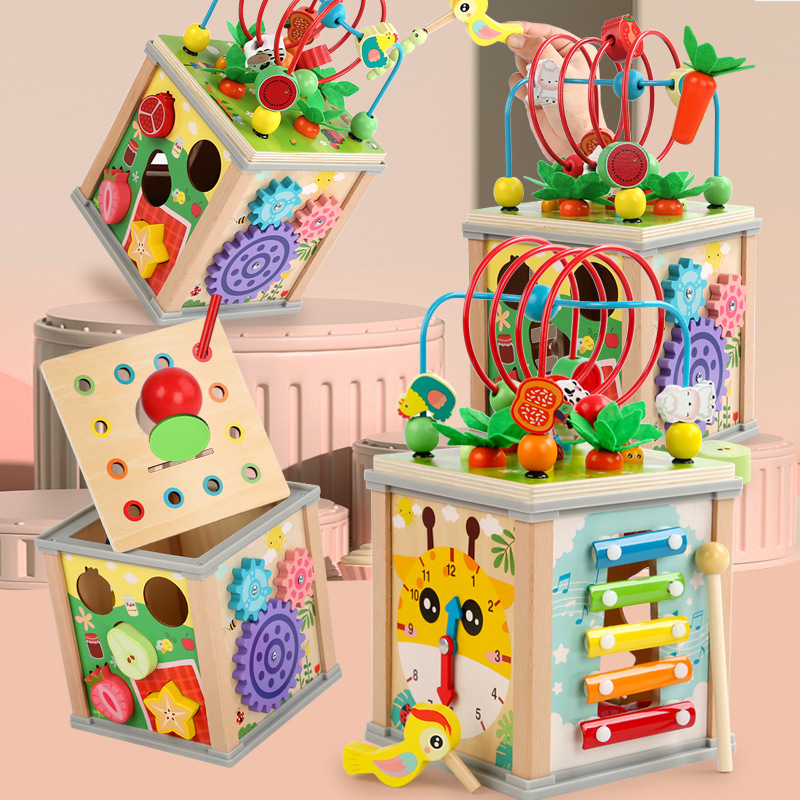 Children's wooden 10-in-1 treasure box multi-functional 7-in-1 educational early education shape color fun cognitive toys