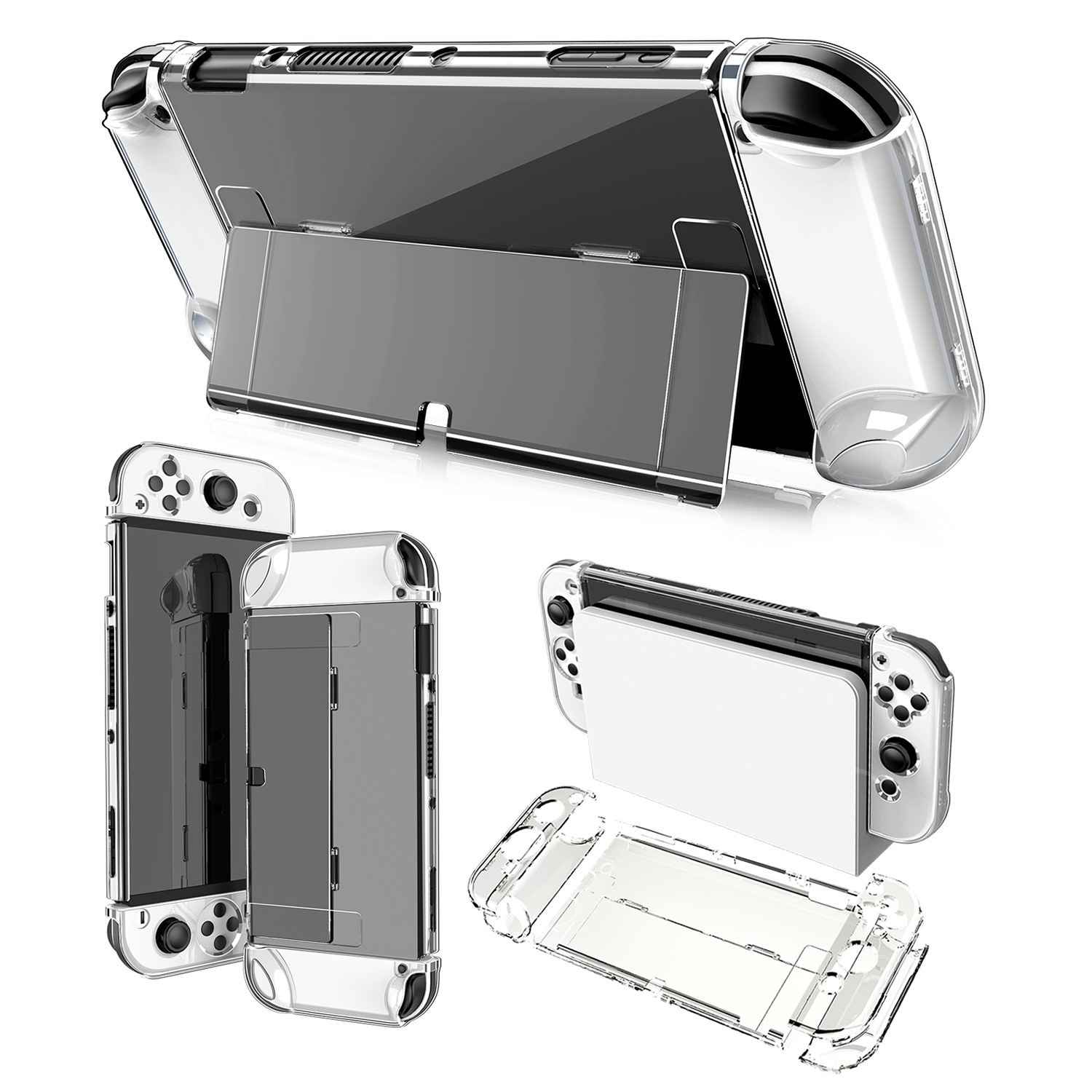 Factory spot Nintendo switch OLED crystal case with stand switch OLED protective case PC material