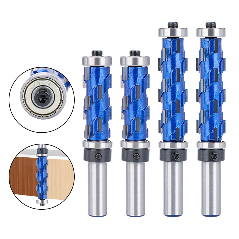Cross-border new 12mm shank flush finishing end mill spiral double bearing woodworking milling cutter wholesale
