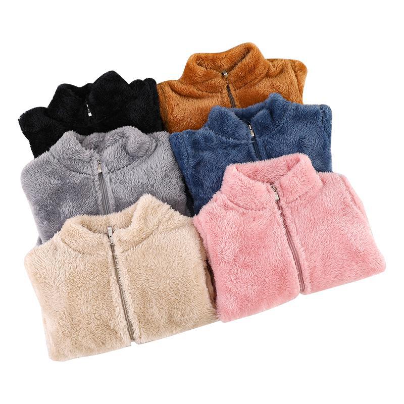 Korean Style Autumn and Winter Children's Coral Fleece fleece-lined Thickened Warm Jacket Parent-child Boys and Girls Casual Comfortable Home Clothes