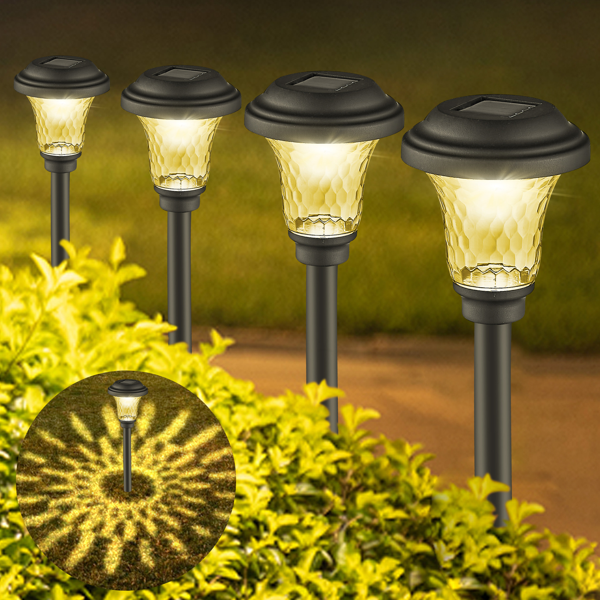 Amazon solar lawn lamp outdoor waterproof led garden landscape ground plug projection lamp courtyard road light