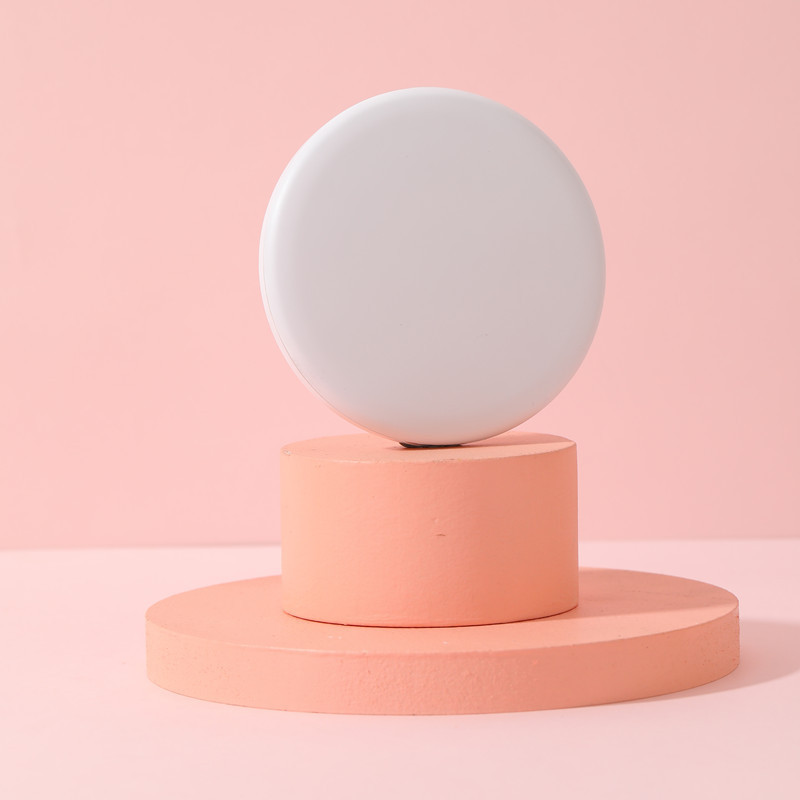 Mini LED luminous makeup mirror round portable folding small mirror with light Beauty Mirror printed logo