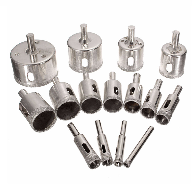 Cross-border 15-piece set 6-50cm diamond glass hole opener ceramic beads round grinding marble drill