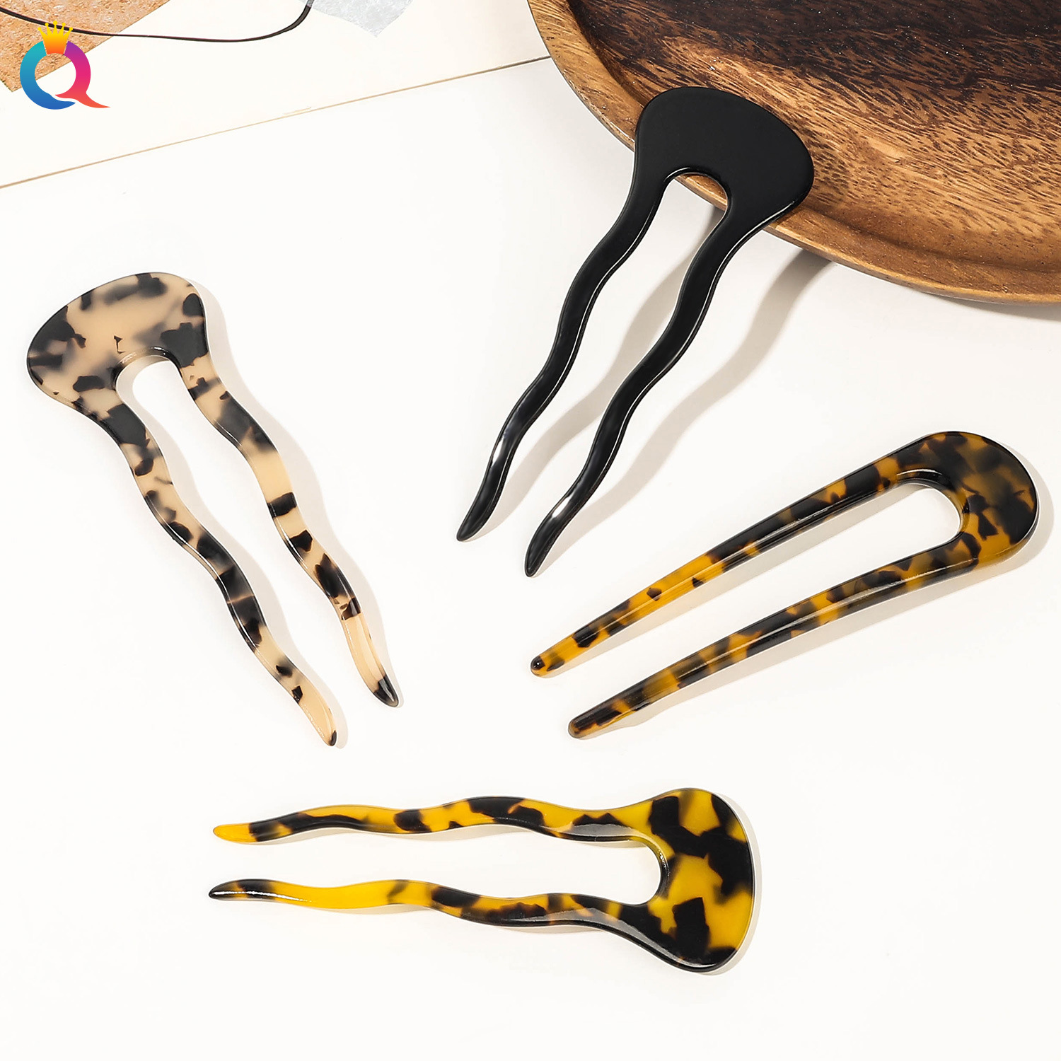 Qiyue forcina per capelli a forma di U con acido acetico transfrontaliero femminile parte posteriore della testa piastra di sensazione di alta qualità artefatto per capelli forcina per capelli antica accessori per capelli all'ingrosso_voghion.com