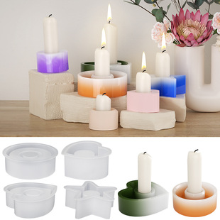 Crystal epoxy round heart-shaped candle holder mold aromatherapy candle holder diy plaster candle holder silicone mold