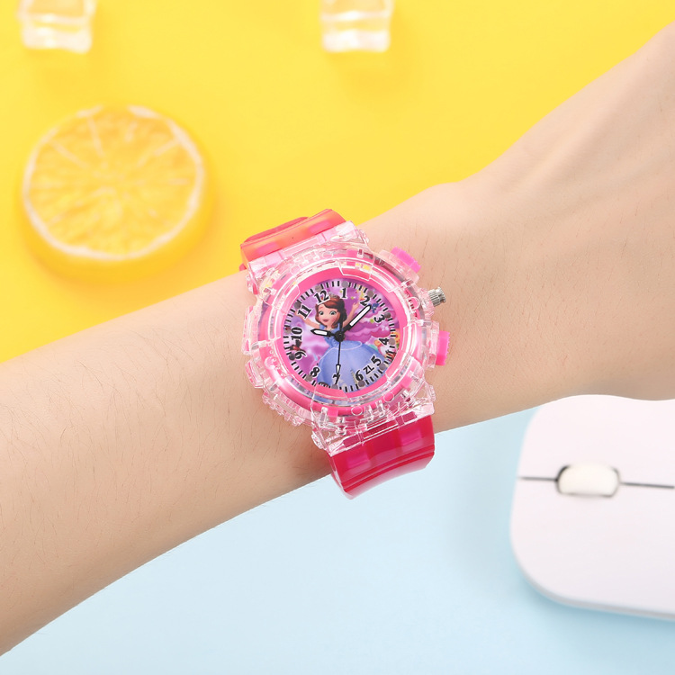 Princess Sophia Series Children's Watch Pointing LED Luminous Colorful Lights Watch for Boys and Girls Students