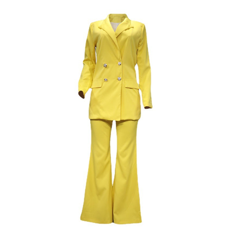 European and American Cross-border Women's Clothing Autumn and Winter 2023 New Solid Color Casual Fashion Suit Wide Leg Pants Suit Two-piece Suit