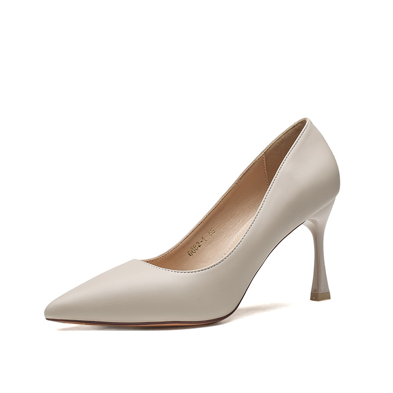 6682-1 Professional Commuter Versatile High Heels Women's Shoes New Temperament Pointed Single Shoes Thin Heel Fashion Soft Leather Work