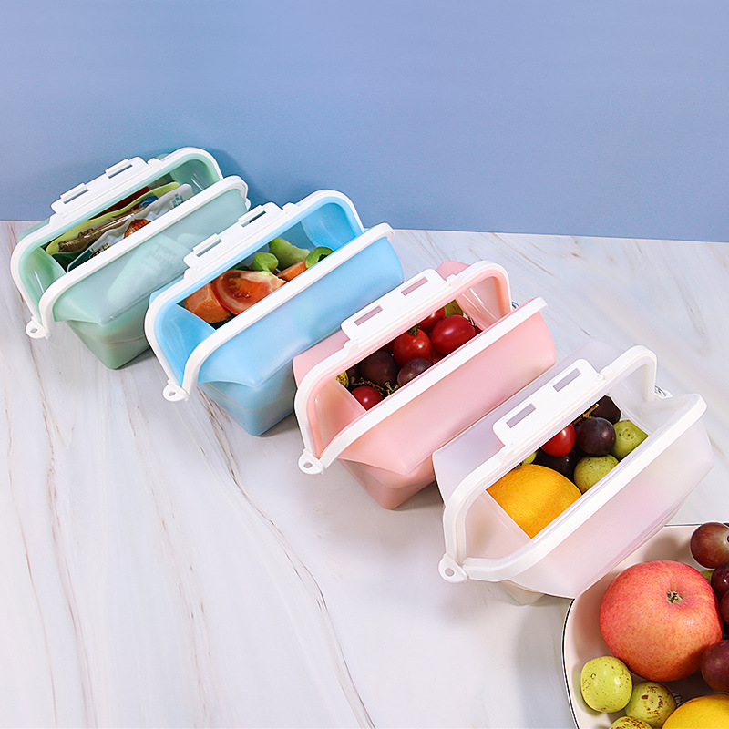 Spot fresh-keeping box lunch box microwave oven heating refrigerator refrigerated food grade silicone folding fruit and vegetable fresh-keeping box