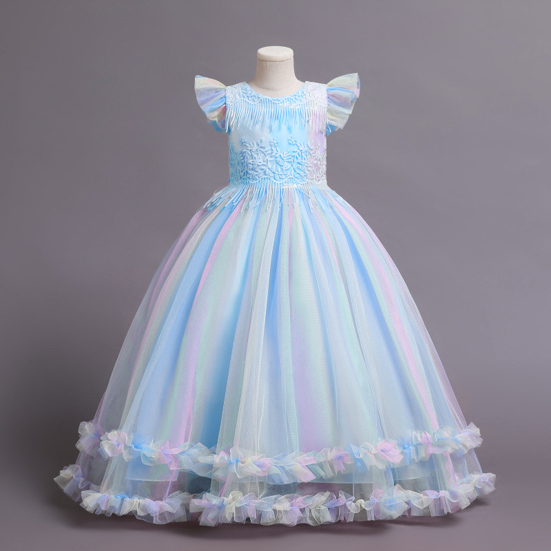 Foreign trade children's clothing girls New Princess dress big children's long dress summer children's piano performance clothing wholesale