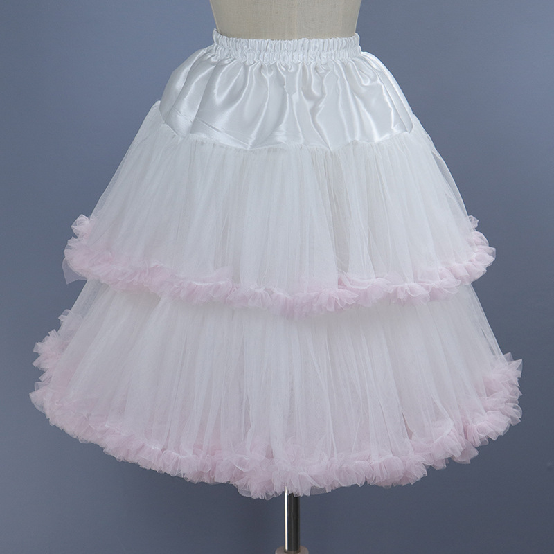 Pink multi-layer lolita cotton candy cloud skirt support half-length pettiskirt cross-border foreign trade exclusive for lolita skirt support
