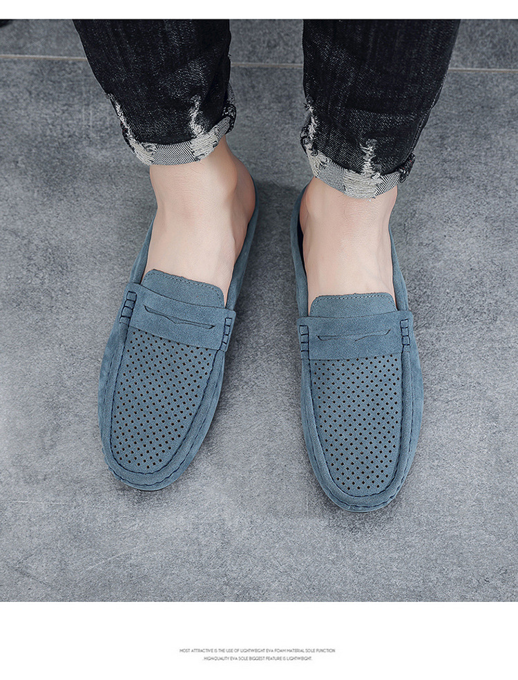 Men's loafers half support breathable closed toe slip-on loafers slip-on half slippers men's heel-free loafers men_voghion.com