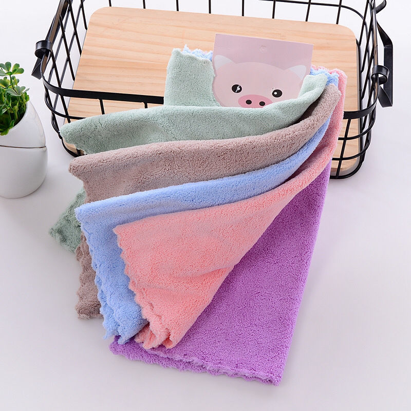 [5 Pack] Pin-in Square Towel Children's Handkerchief Soft Absorbent Not Easy to Fell Hair Not Easy to Fell Small Square Towel