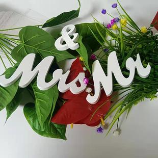 mr & mrs Wooden Ornaments Party Wedding Wedding Sign-in Desk Decoration Wedding Photo English Letter Shooting Props
