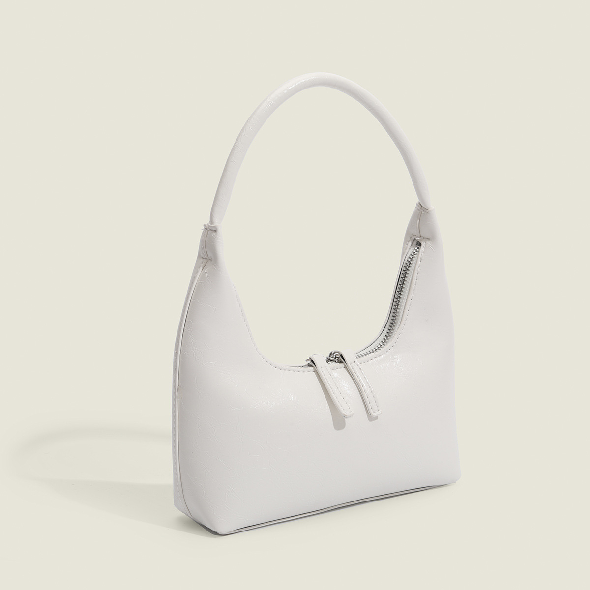 Silver Crescent Underarm Bag Bright Lacquer Handbag Fashion Niche Design Handbag Popular Mini Small Bag