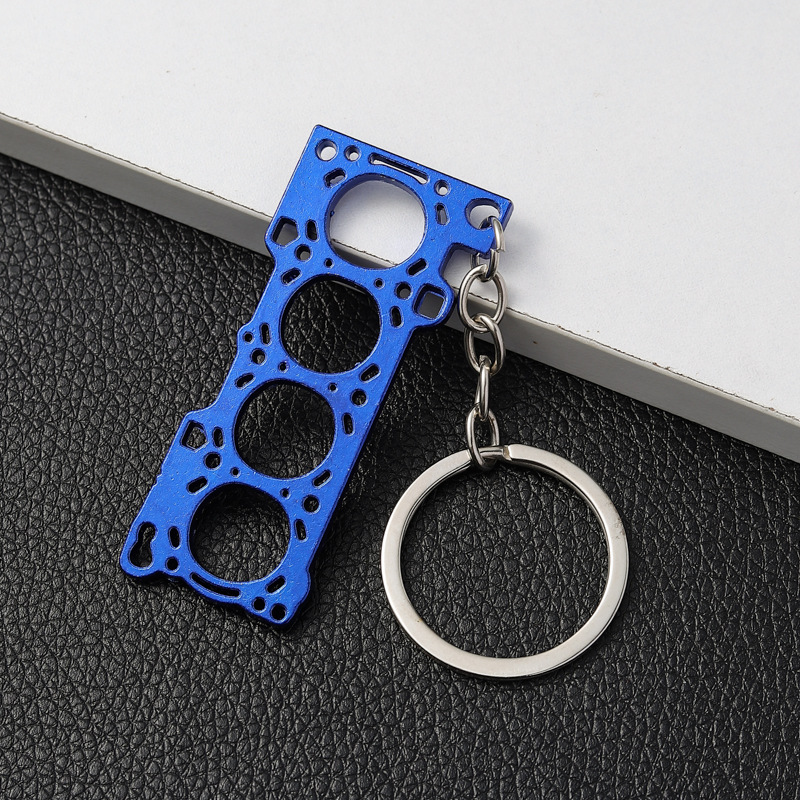 Creative car cylinder engine gasket keychain pendant car metal model key chain gift wholesale