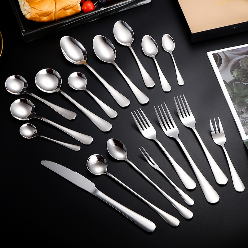 1010 series 304 stainless steel Western tableware knife, fork and spoon suit dessert spoon Fork coffee spoon fine polishing cloth wheel light