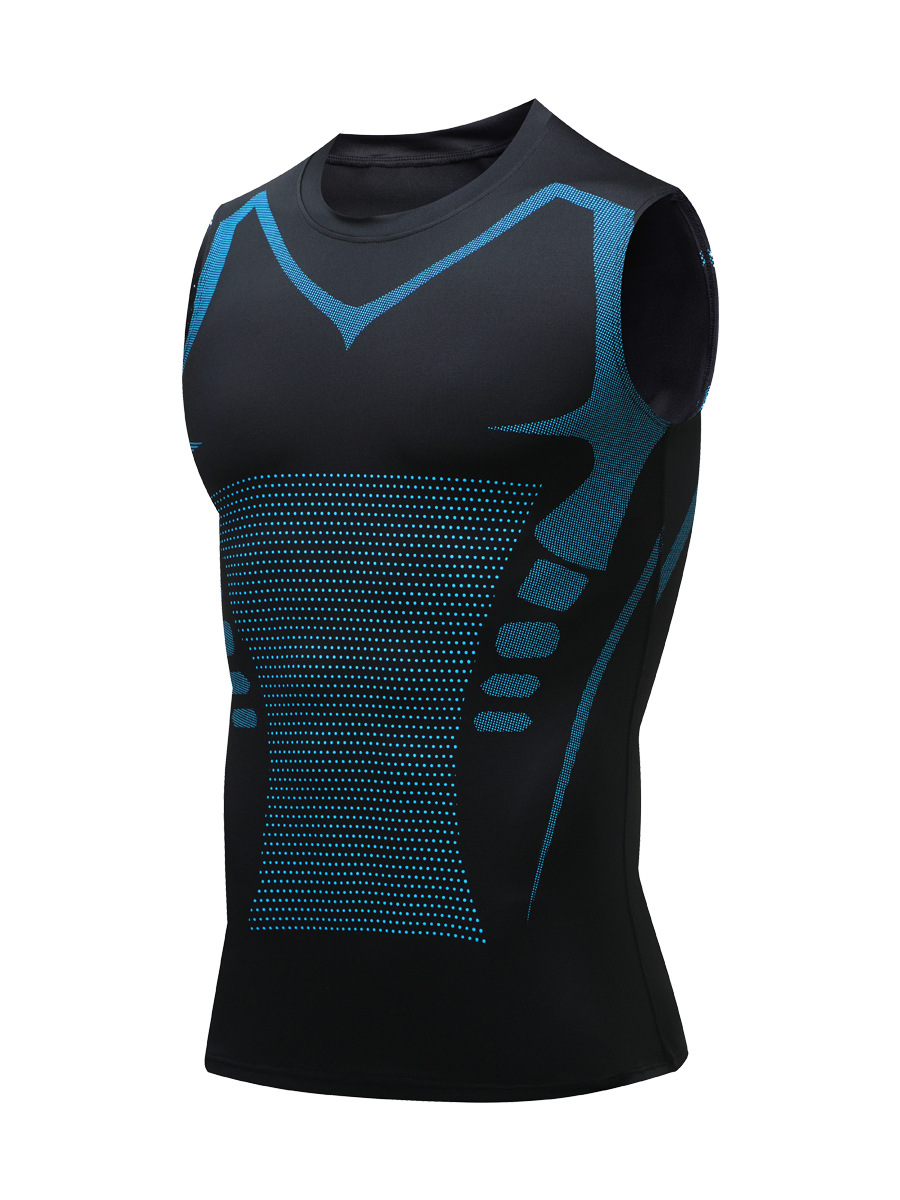 Wholesale Men's Quick Dry Ice Silk Fitness Training Tight Vest Outdoor Basketball Breathable Sports Printed Sleeveless Sweatshirt