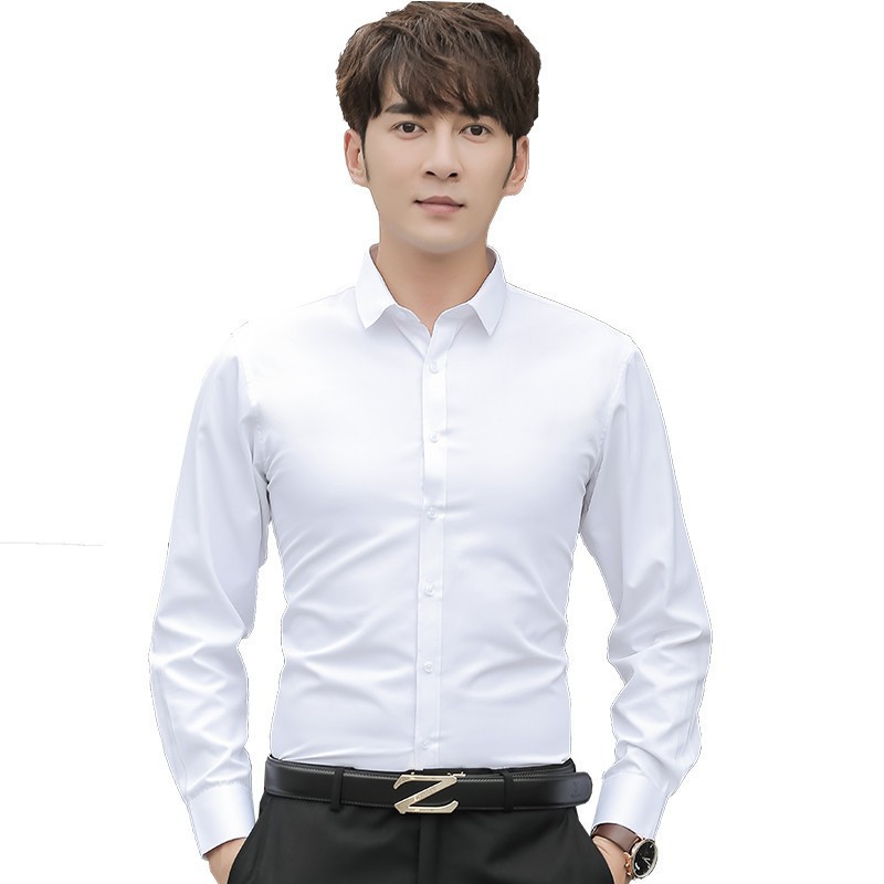 Men's Business white long-sleeved shirt twill men's professional formal wear Hotel KTV work clothes shirt embroidered LOGO