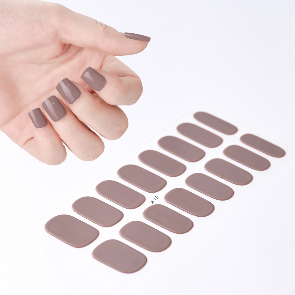 Cross-border solid color semi-cured gel nail stickers UV light long-lasting waterproof gel nail stickers wholesale