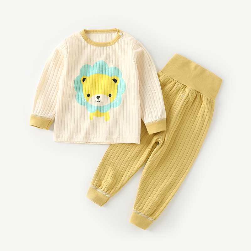 Baby's Autumn Clothes Set Cotton Baby's High Waist Belly Protection Pajamas for Boys and Girls Home Clothes Spring and Autumn Children's Underwear