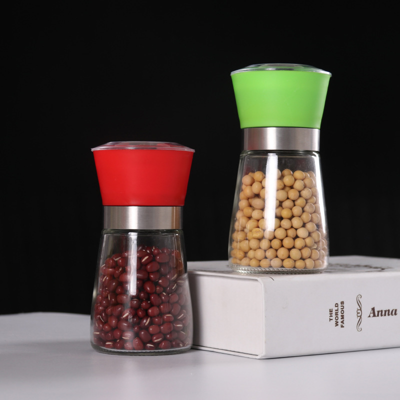 Factory wholesale manual grinder Kitchen restaurant glass seasoning bottle sea salt pepper pepper grinding bottle