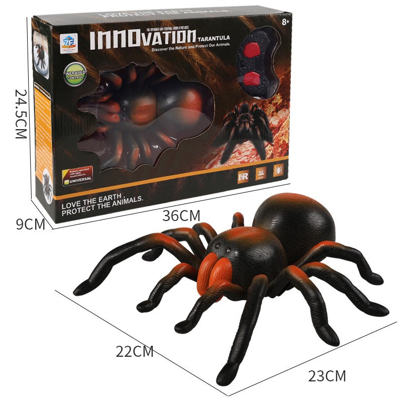 Fun and fun infrared remote control spider scary toy Halloween trick high simulation sticky hair crawling tarantula
