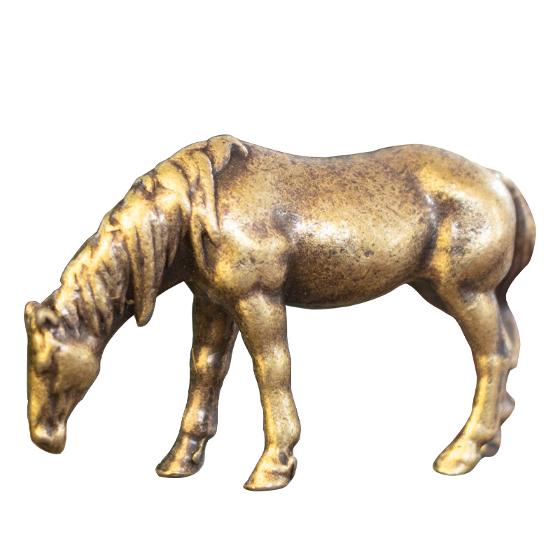 Copper Alloy Horse Moss Flower Pot Fish Tank Micro Landscape Ornaments Animal Mini Bonsai Landscaping Decoration Micro Carving Small Ornaments