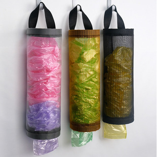 Kitchen garbage bag storage bag wall-mounted door storage hanging bag round sundries storage bag hanging storage artifact