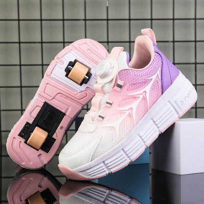 New children's heyloo shoes boys two-wheeled girls' roller skates students shoes with wheel mesh breathable summer wholesale