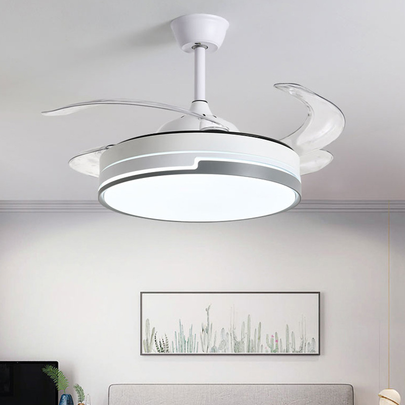 Invisible Simple Fan Light Nordic Living Room Dining Room Household Fan Light Cross-border Intelligent Remote Control Ceiling Fan Light