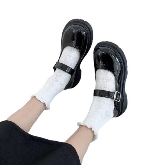 Mary Jane Small Leather Shoes Vintage Thick Sole Increased Loafers Women's 2024 New Casual Fashion All-match Niche Women's Shoes