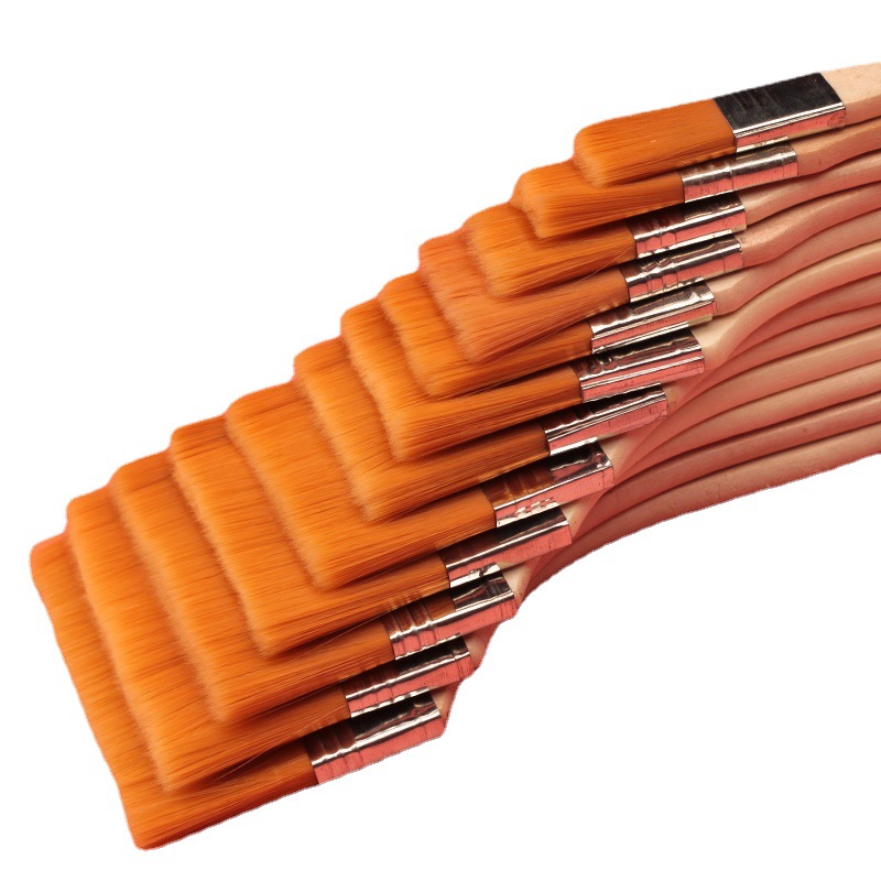 Nylon wool board brush painting brush oil painting paint wooden handle brush art brush children's oil painting brush nylon brush